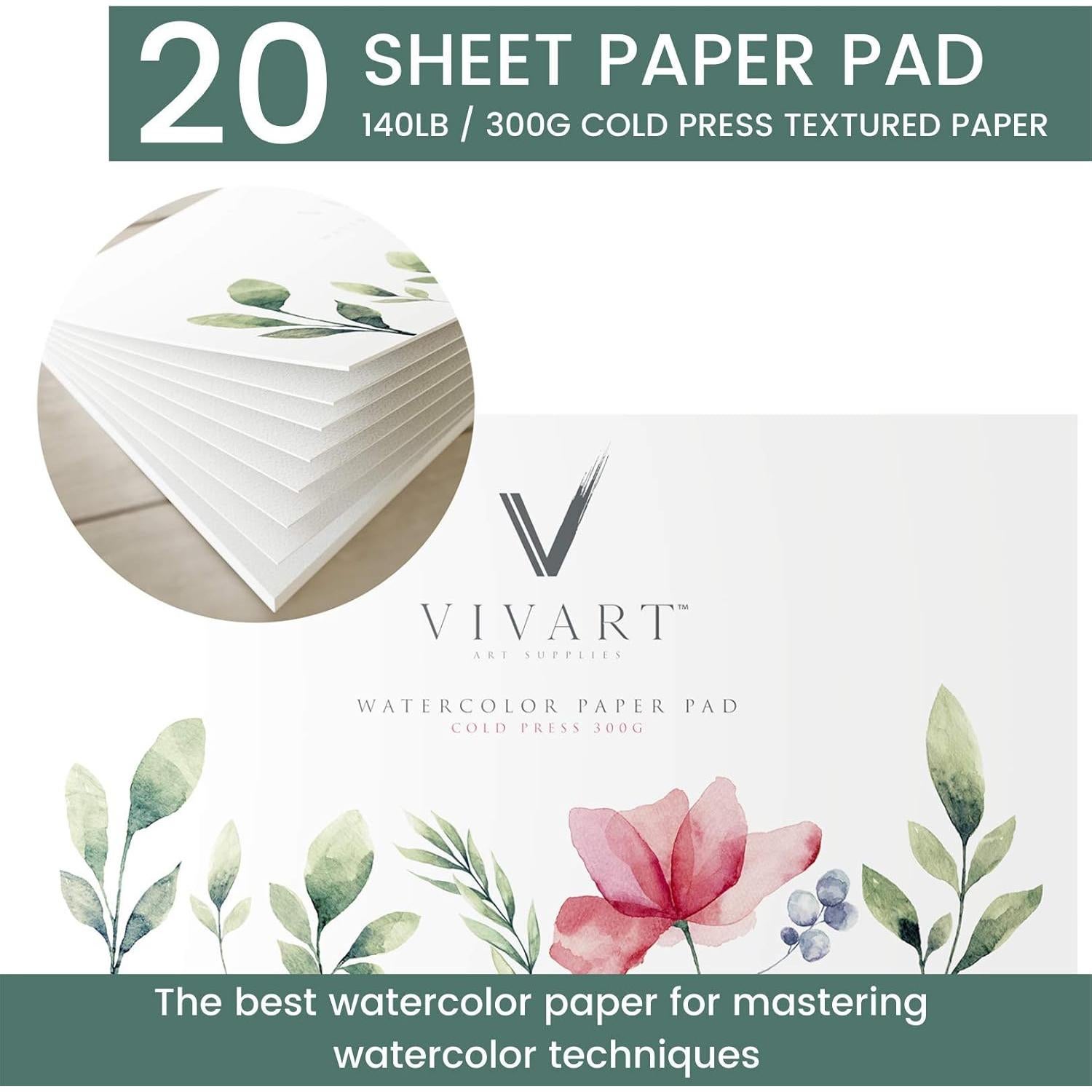 Set de Acuarelas Premium Vivart 48 Colores + Pinceles y Bloc