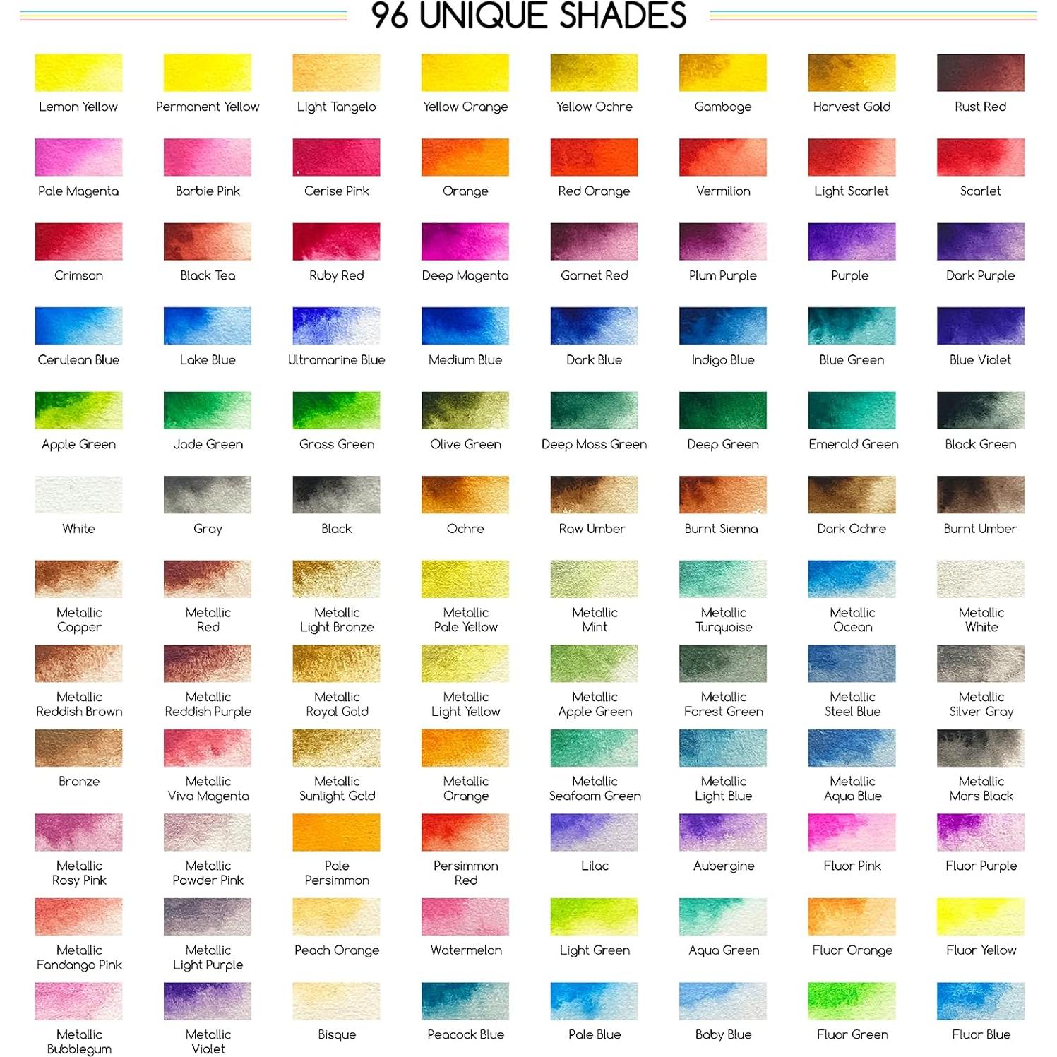 Juego de Pintura Acuarela MEEDEN 96 Colores Portátil