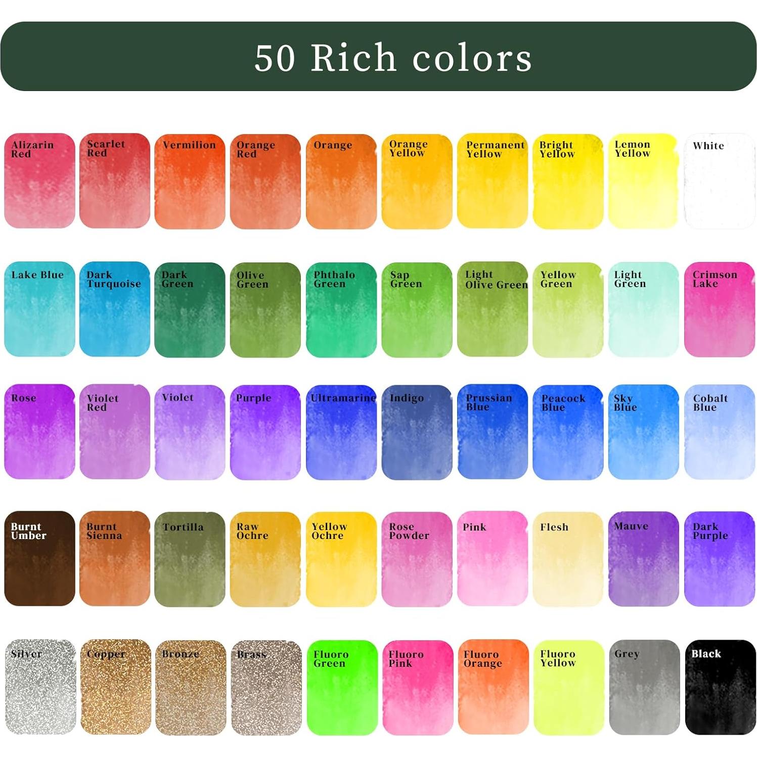 Conjunto de Pintura Acuarela Artecho 50 Colores con Pinceles