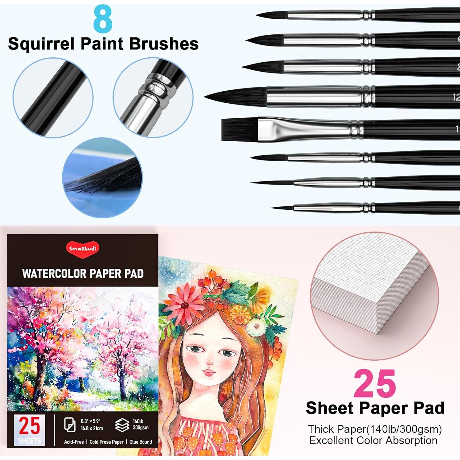 Juego de Pinturas Acuarelables Smallbudi 168 Colores con Accesorios