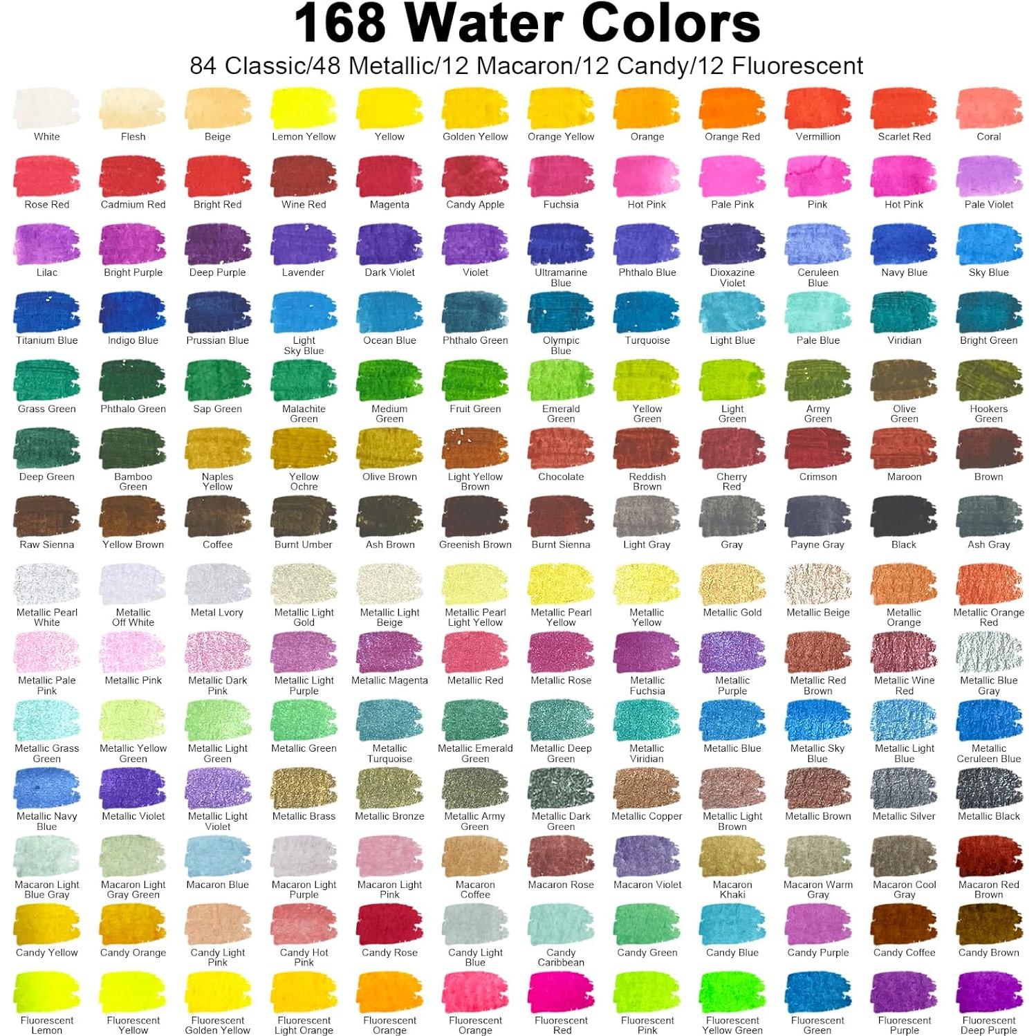 Juego de Pinturas Acuarelables Smallbudi 168 Colores con Accesorios