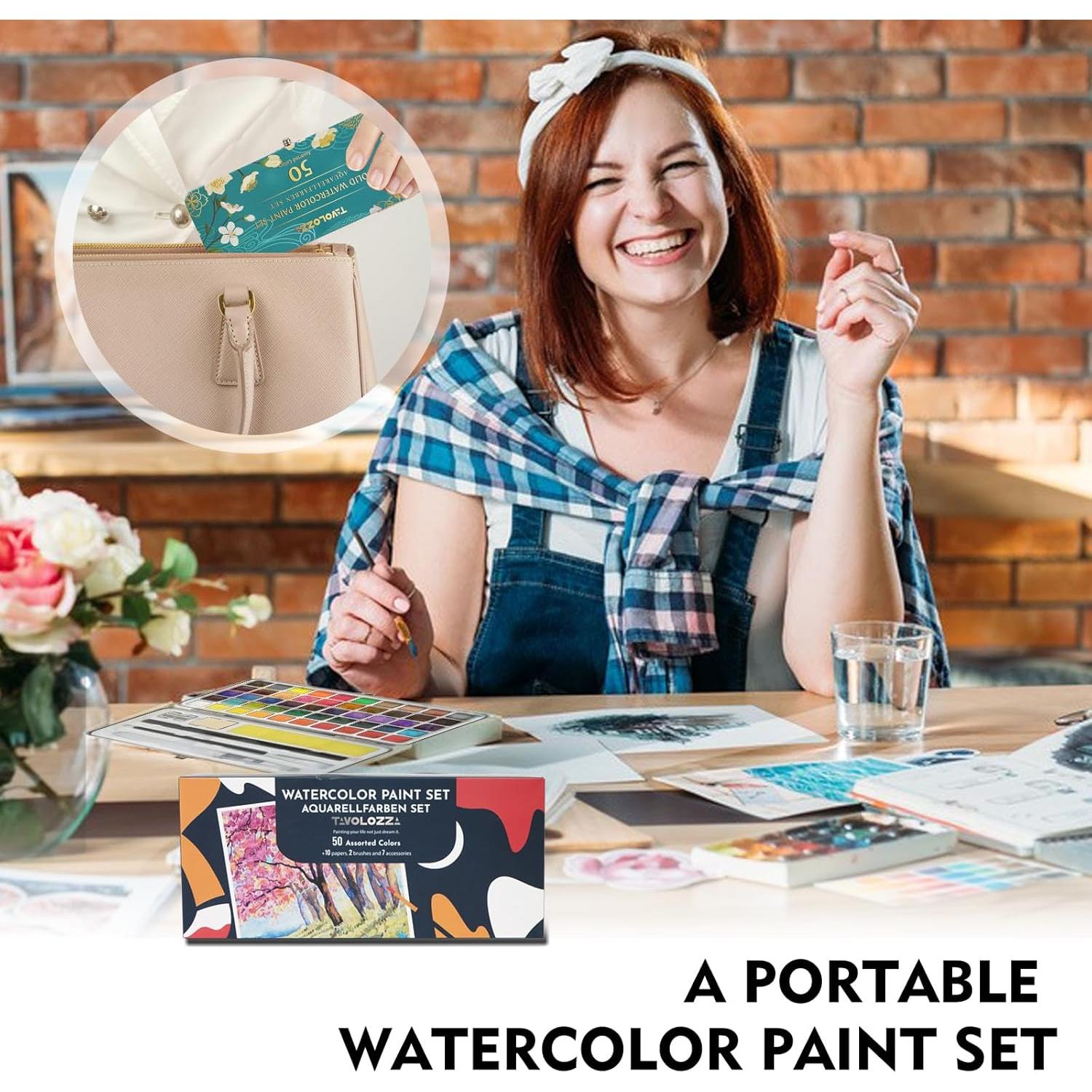 Juego de Pinturas Acuarelables Tavolozza 50 Colores Vivos