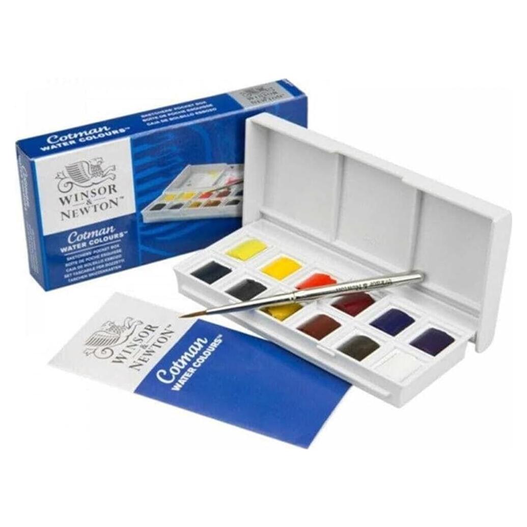 Set de Acuarelas Cotman Winsor & Newton 12 Pastillas y Pincel