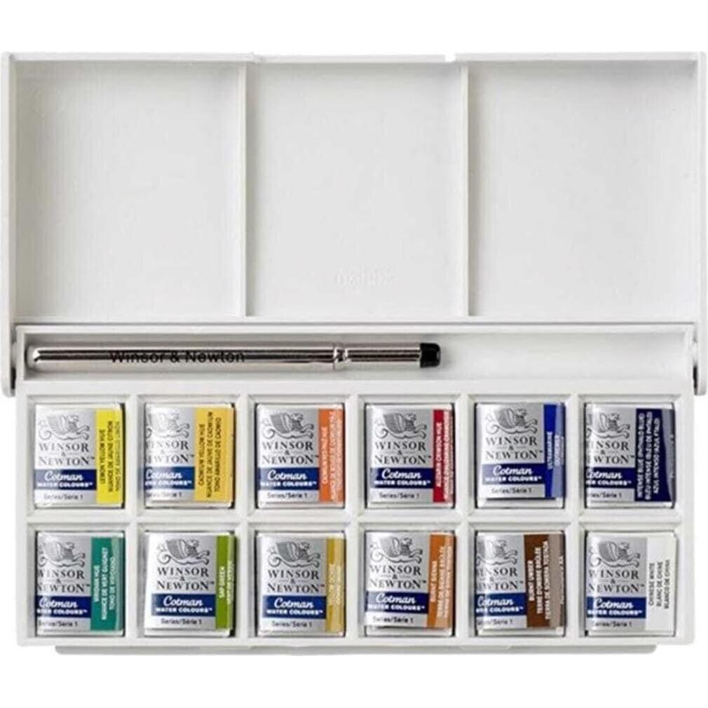 Set de Acuarelas Cotman Winsor & Newton 12 Pastillas y Pincel
