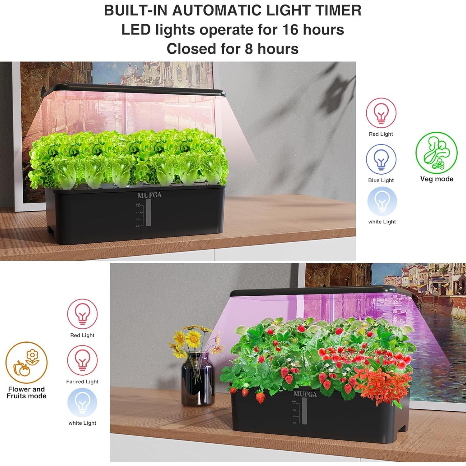 Sistema de Cultivo Hidropónico MUFGA 18 Cápsulas con Luz LED