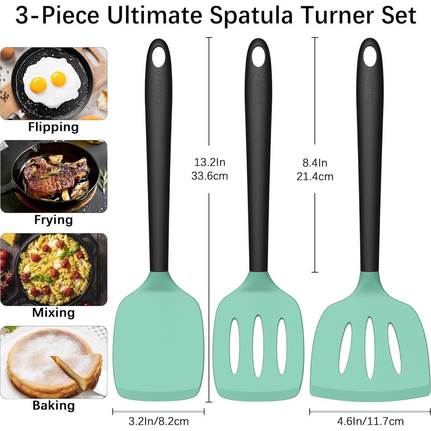 Conjunto de Espátulas de Silicona Coukre 3 Piezas Resistente al Calor