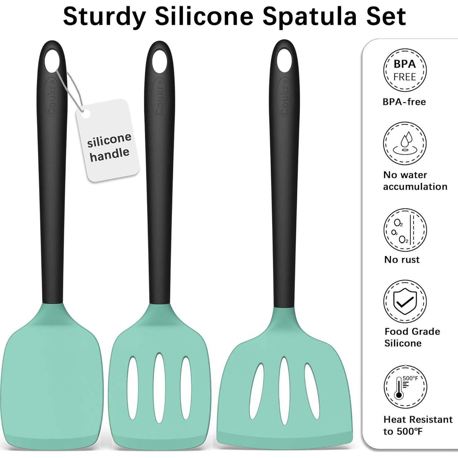 Conjunto de Espátulas de Silicona Coukre 3 Piezas Resistente al Calor