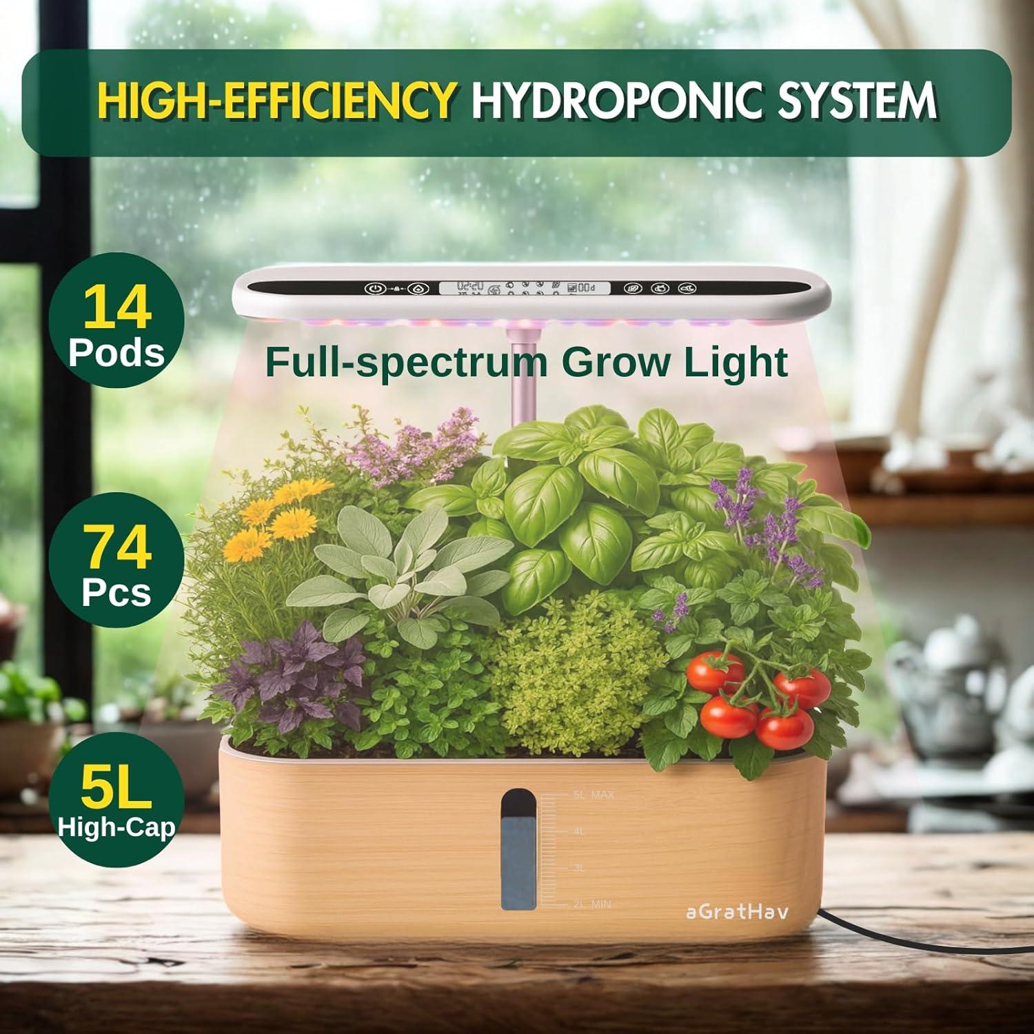 Kit de Cultivo Hidropónico aGratHav 14 Cápsulas LED Blanco