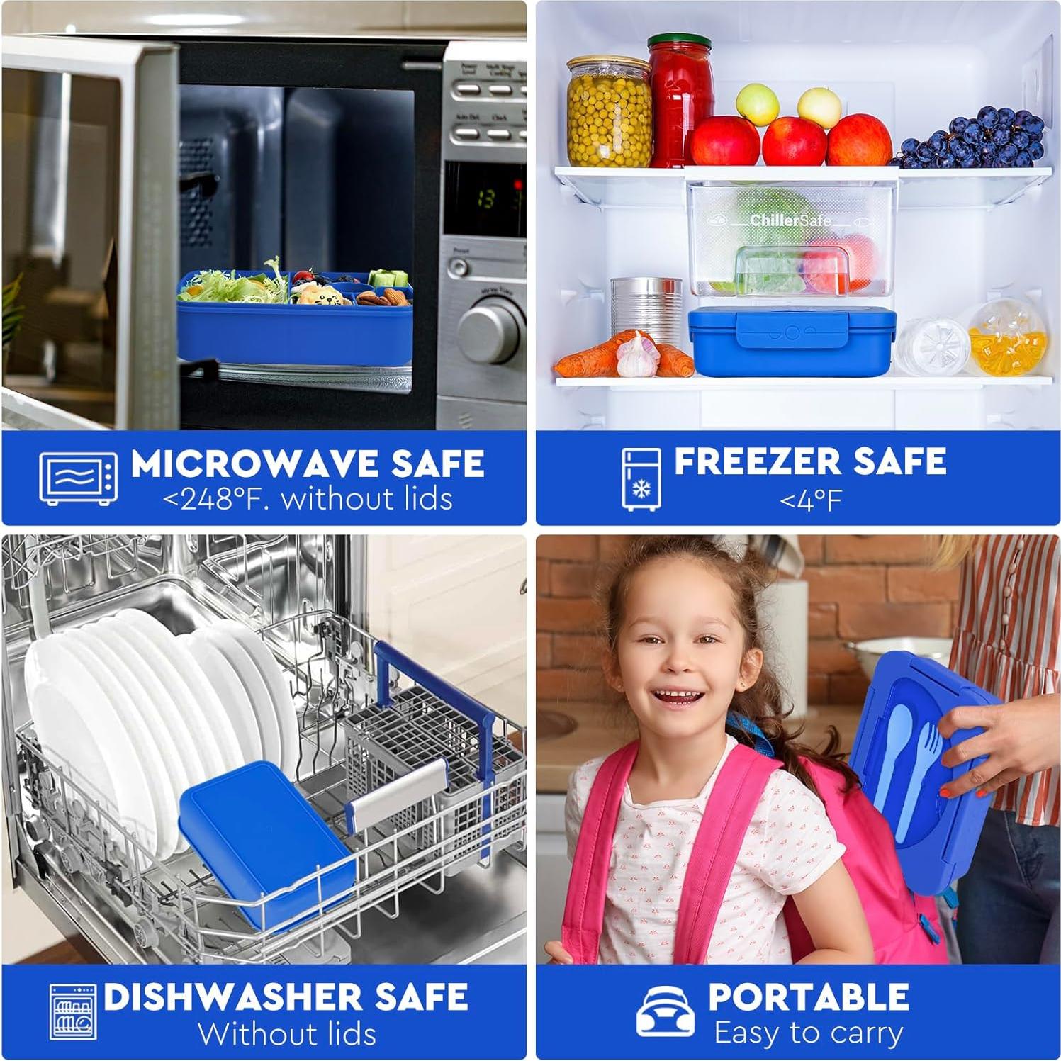 Caja Bento Almuerzo Lunbxx 5 Compartimentos 1350ML Azul