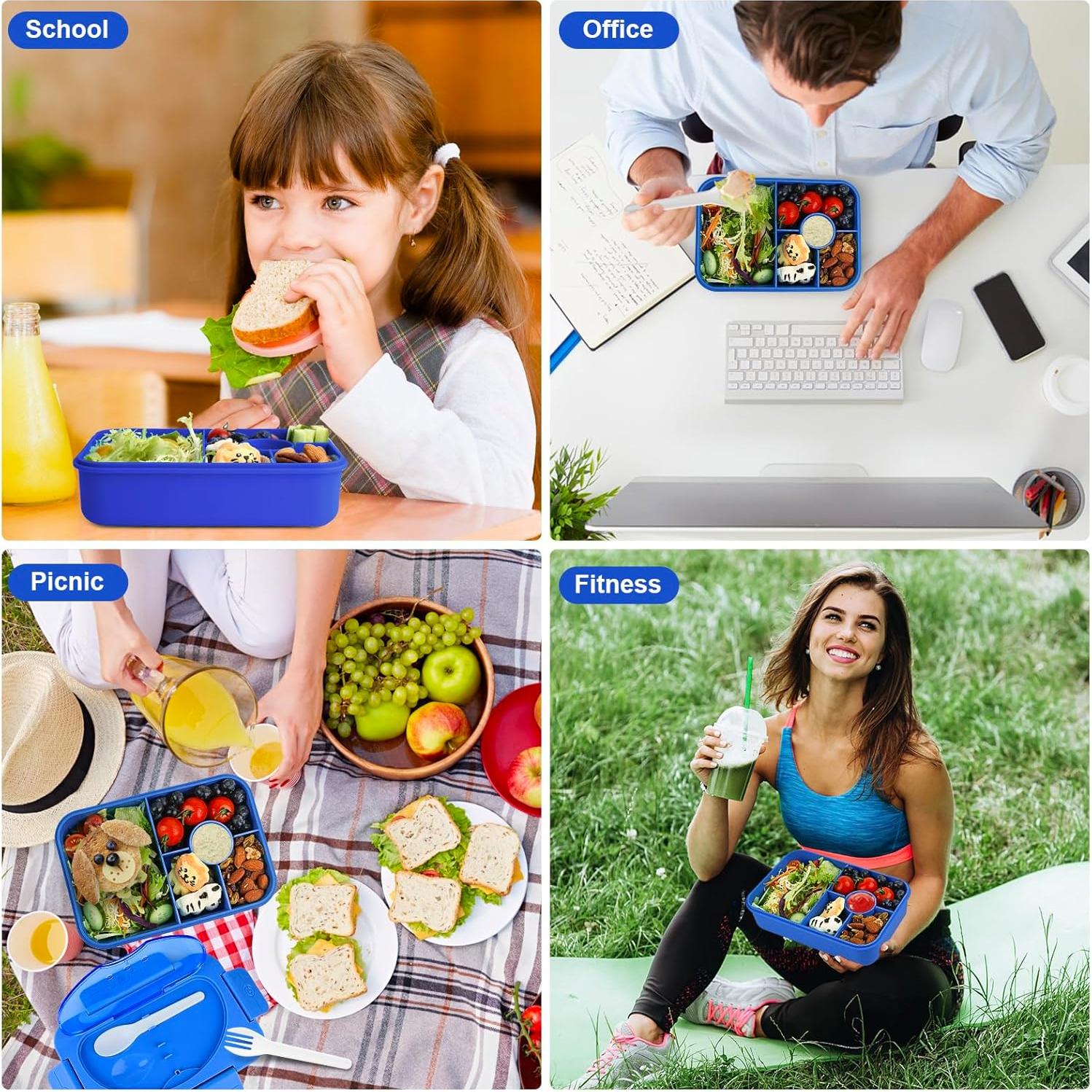 Caja Bento Almuerzo Lunbxx 5 Compartimentos 1350ML Azul