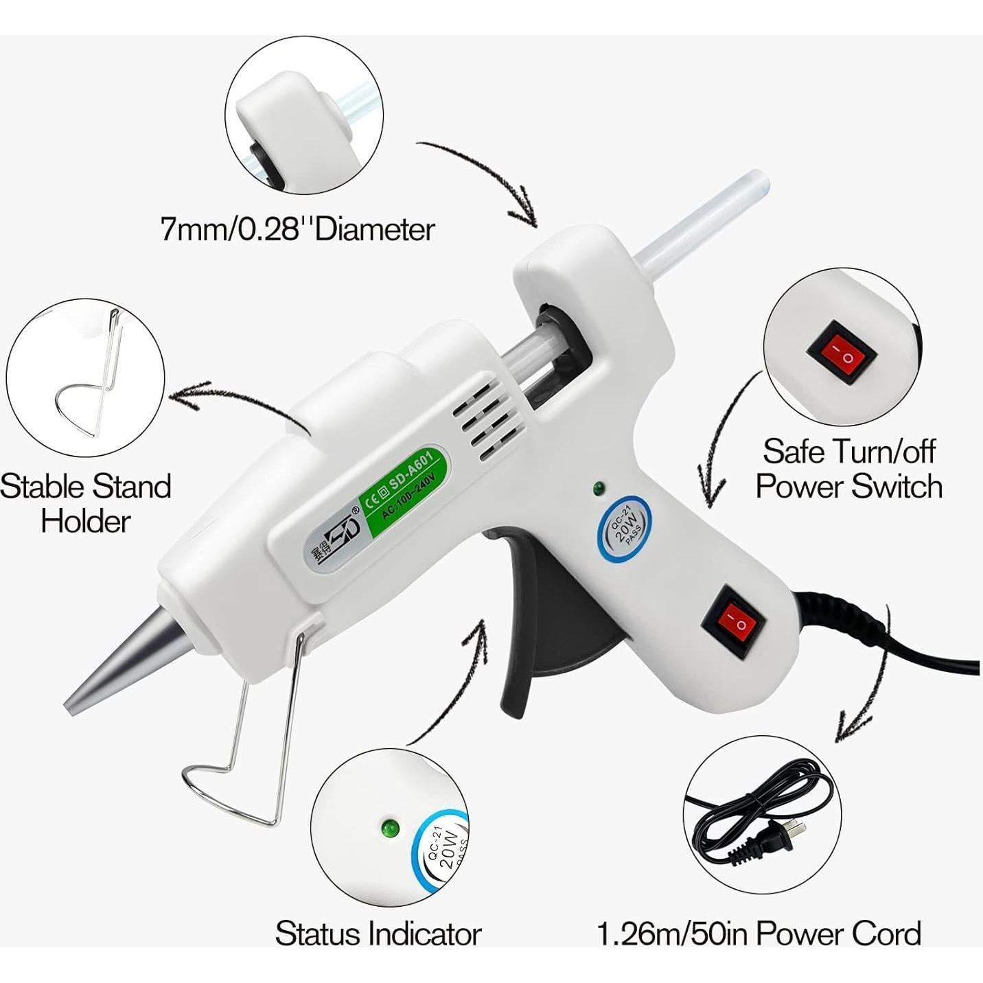 Kit de Pistola de Pegamento Caliente Krightlink 20W con 30 Barras