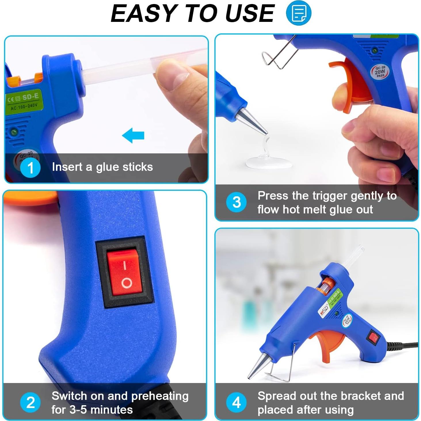 Kit de Pistola de Pegamento Caliente Bjabtan 20W con 40 Barras