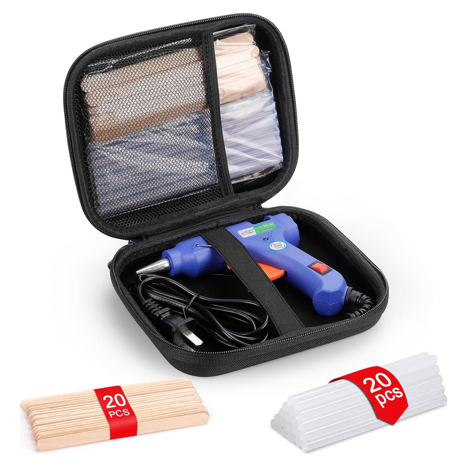 Pistola de Pegamento Caliente Glamgen 20W con 20 Barras y Estuche