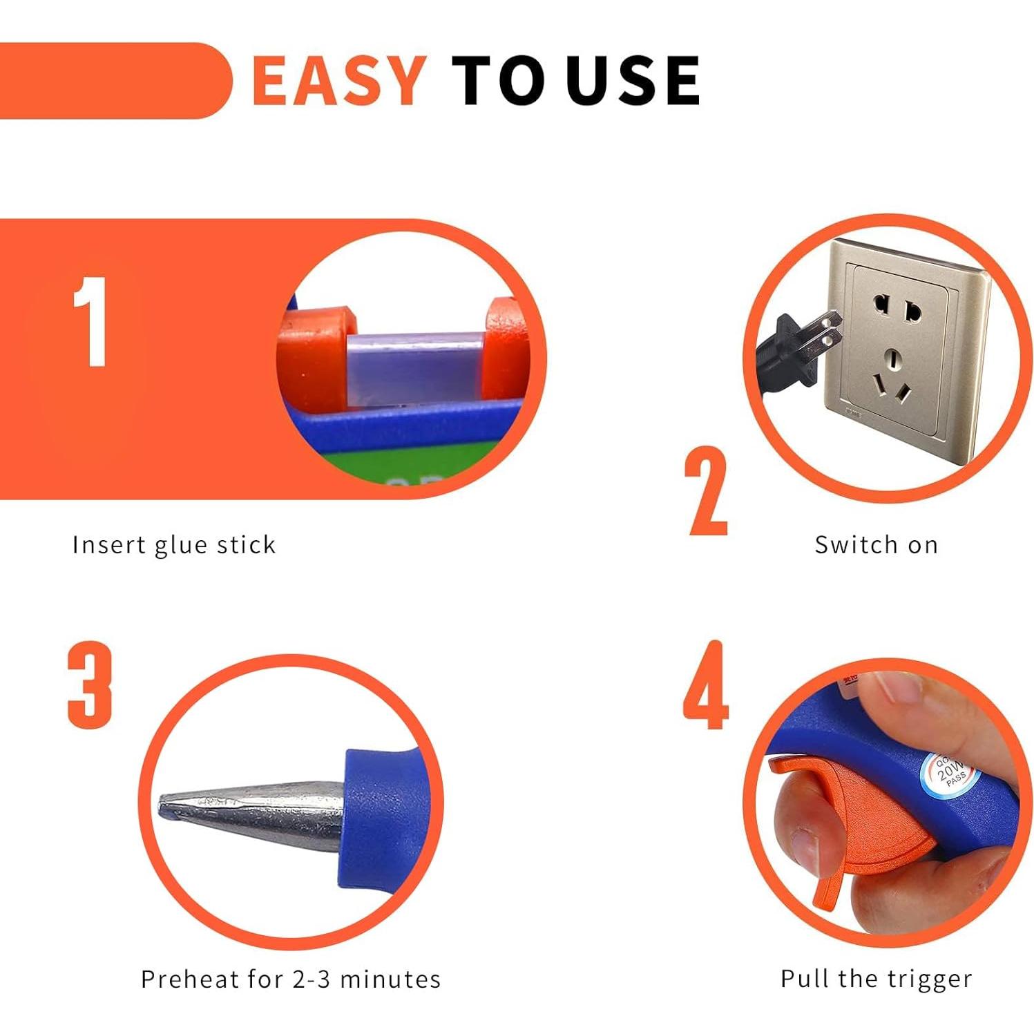 Pistola de Pegamento Caliente Glamgen 20W con 20 Barras y Estuche