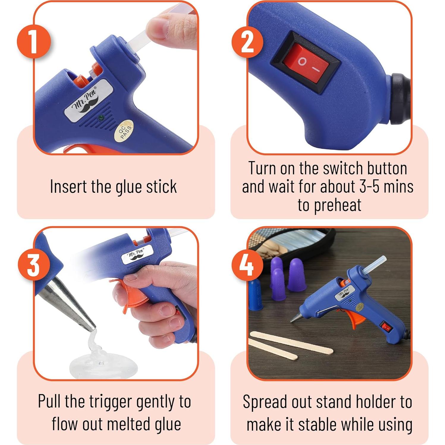 Kit de Pistola de Pegamento Caliente Mr. Pen con 20 Barras