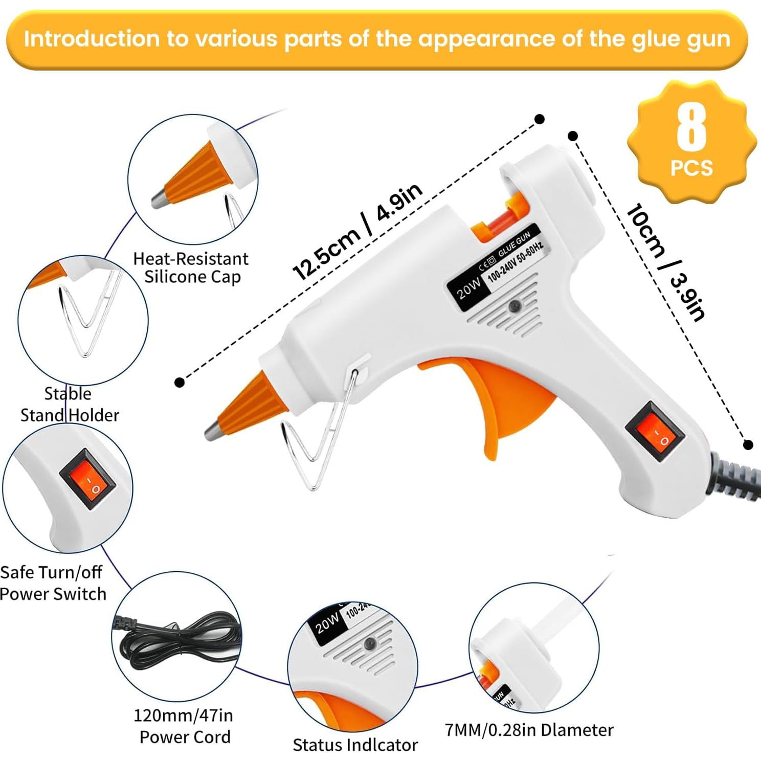 Kit de 8 Mini Pistolas de Pegamento Caliente Lacoccinct + 40 Barras