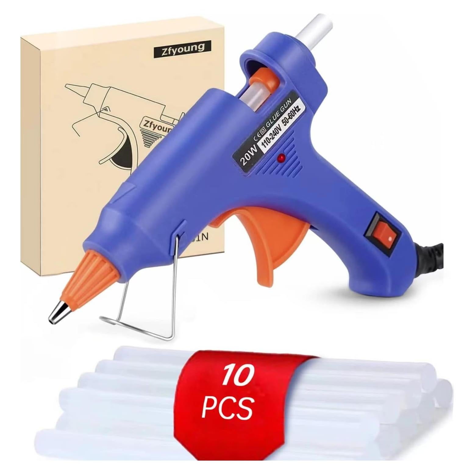 Pistola de Pegamento Caliente ZFYOUNG 20W con 10 Barras 7mm