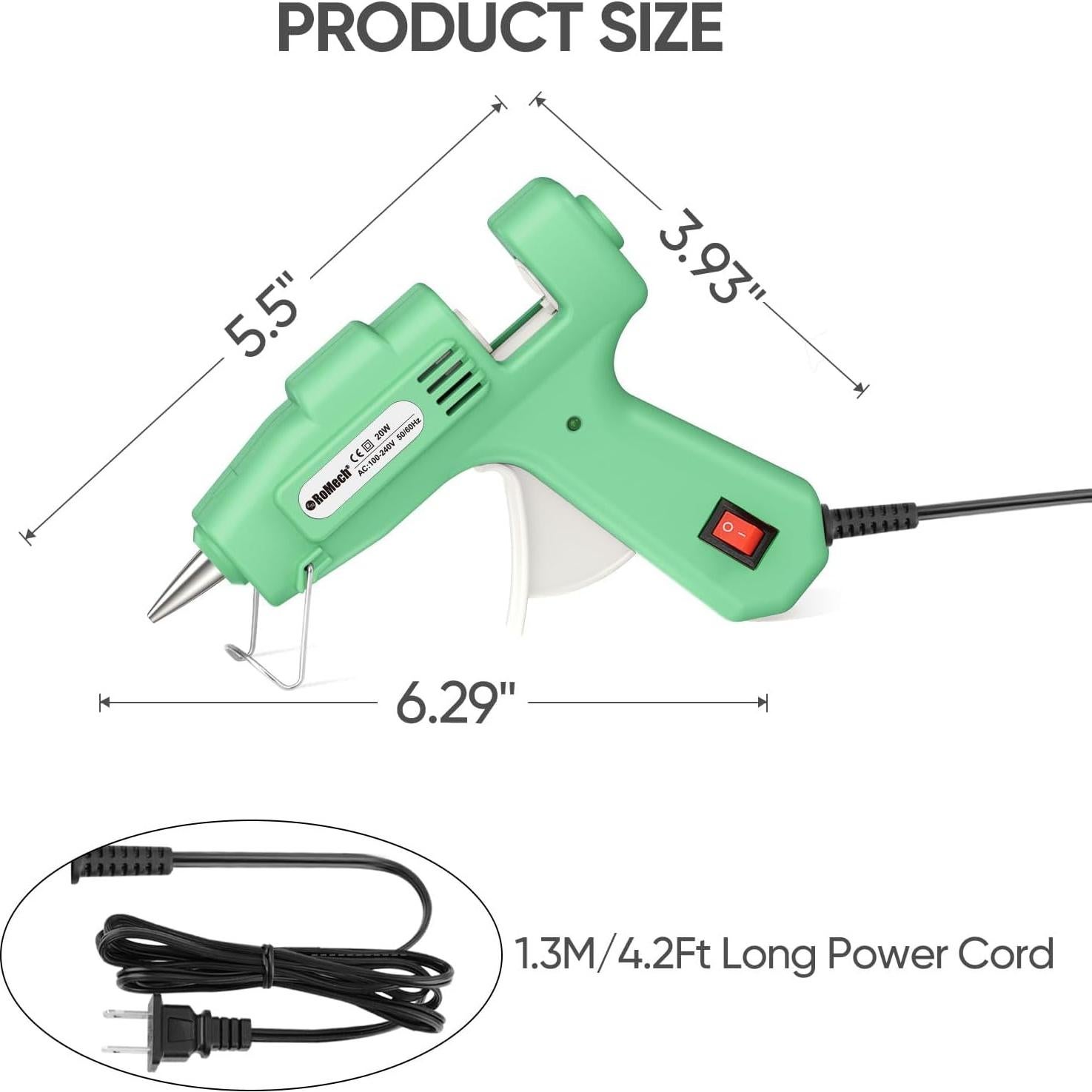 Pistola de Pegamento Caliente ROMECH 20W Verde + 30 Barras