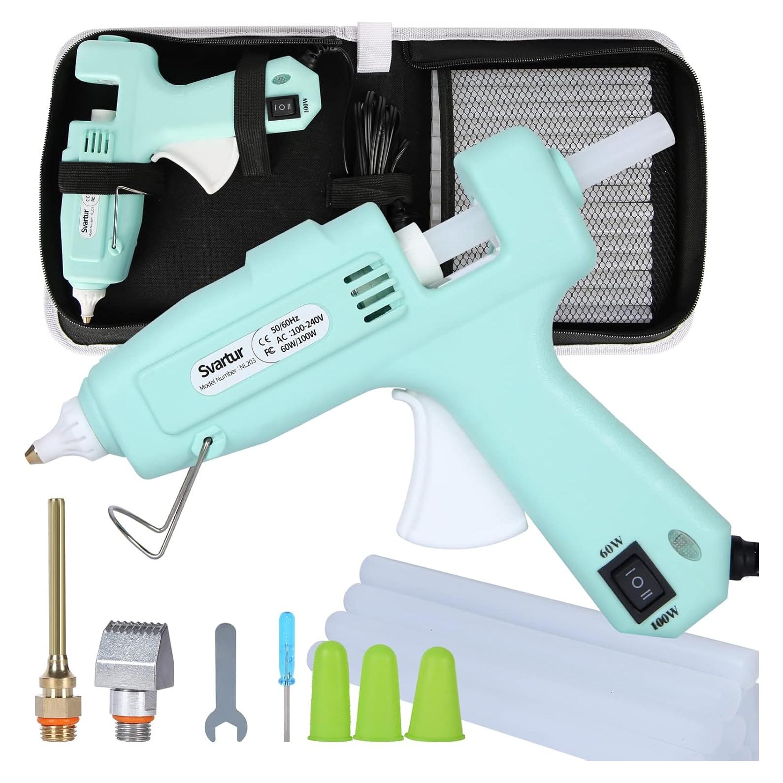 Pistola de Pegamento Caliente Svartur 100W Verde con Estuche