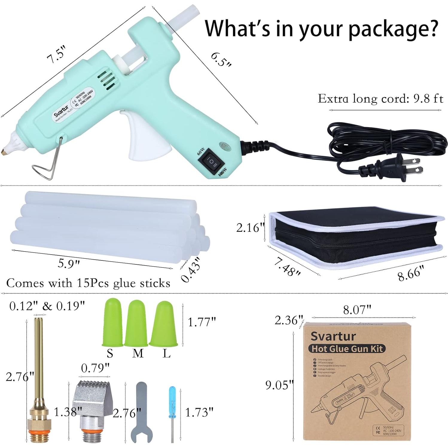 Pistola de Pegamento Caliente Svartur 100W Verde con Estuche