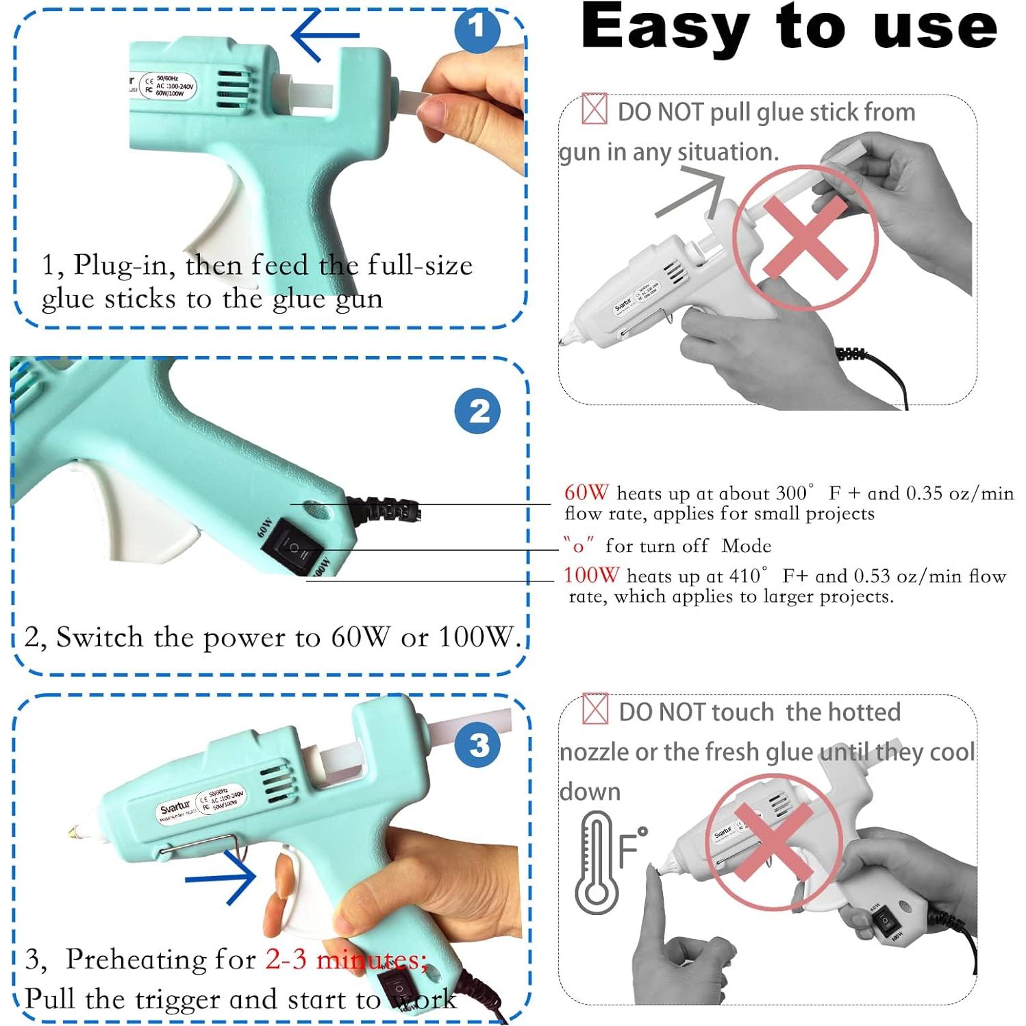 Pistola de Pegamento Caliente Svartur 100W Verde con Estuche