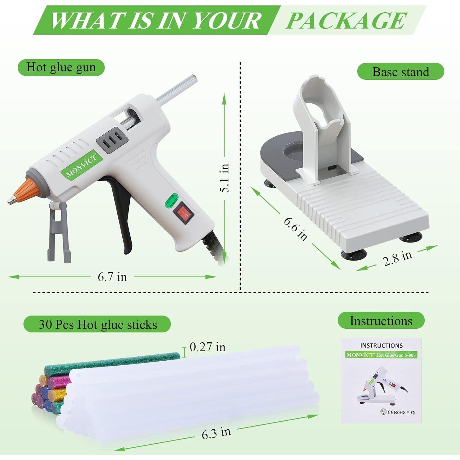 Pistola de Pegamento Caliente MONVICT 40W con 30 Barras