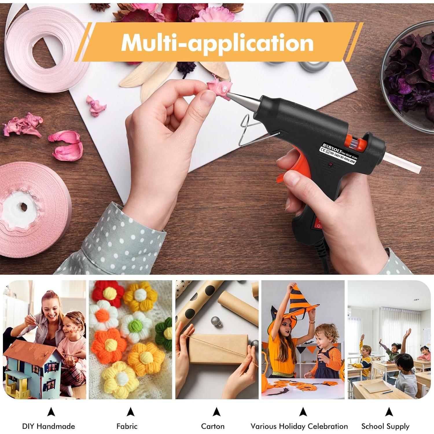 Kit de Pistola de Pegamento Caliente BXBXOLT 20W con 32 Barras 7mm