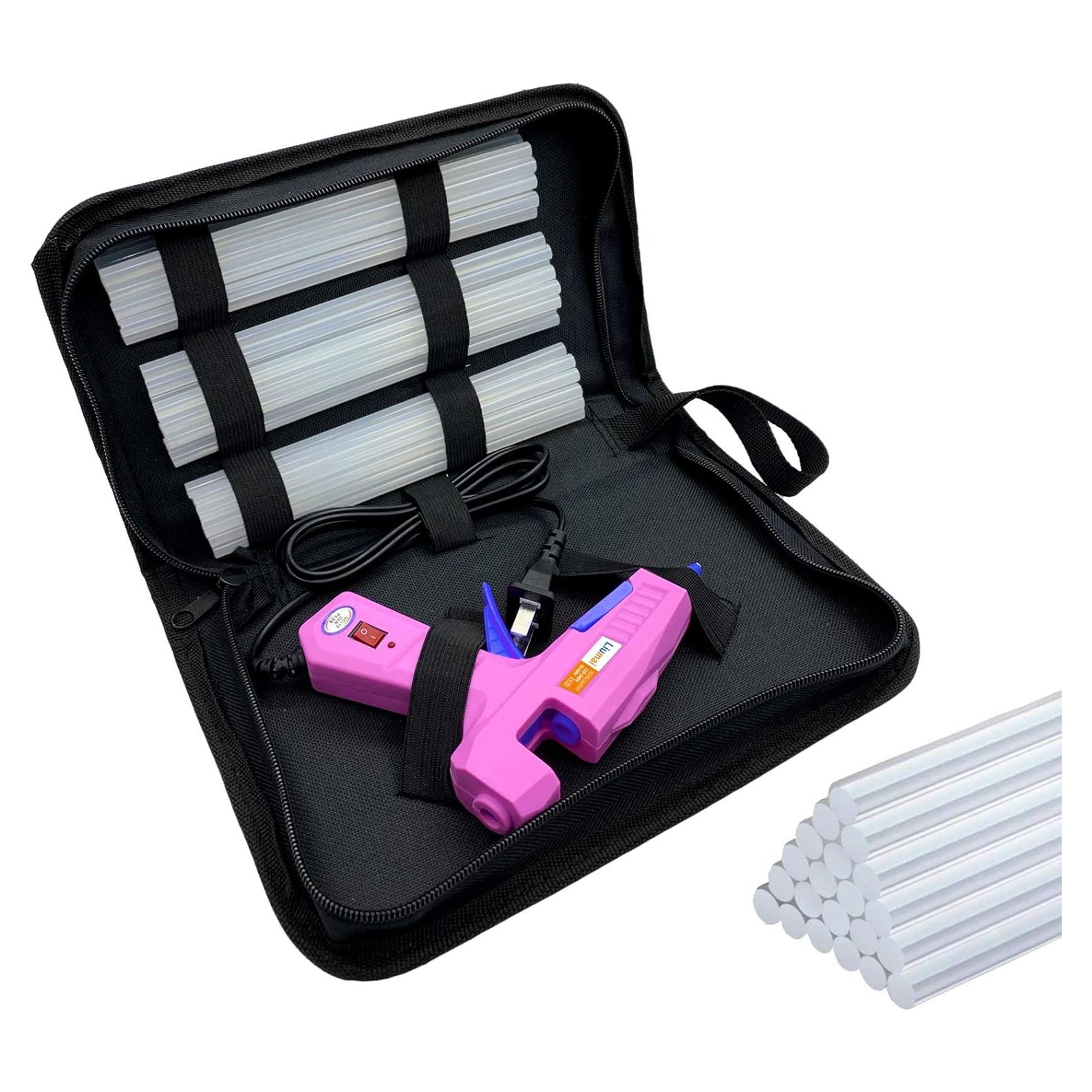 Pistola de Pegamento Caliente Liumai con 30 Barras - Rosa-Azul