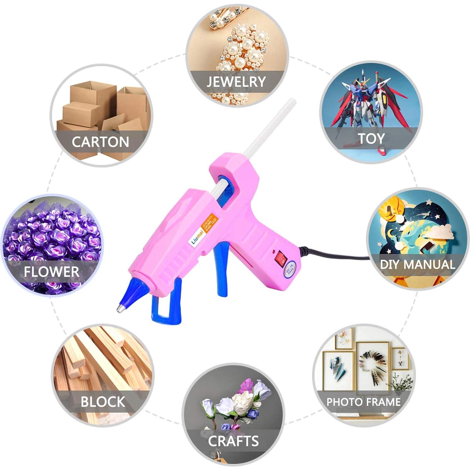 Pistola de Pegamento Caliente Liumai con 30 Barras - Rosa-Azul