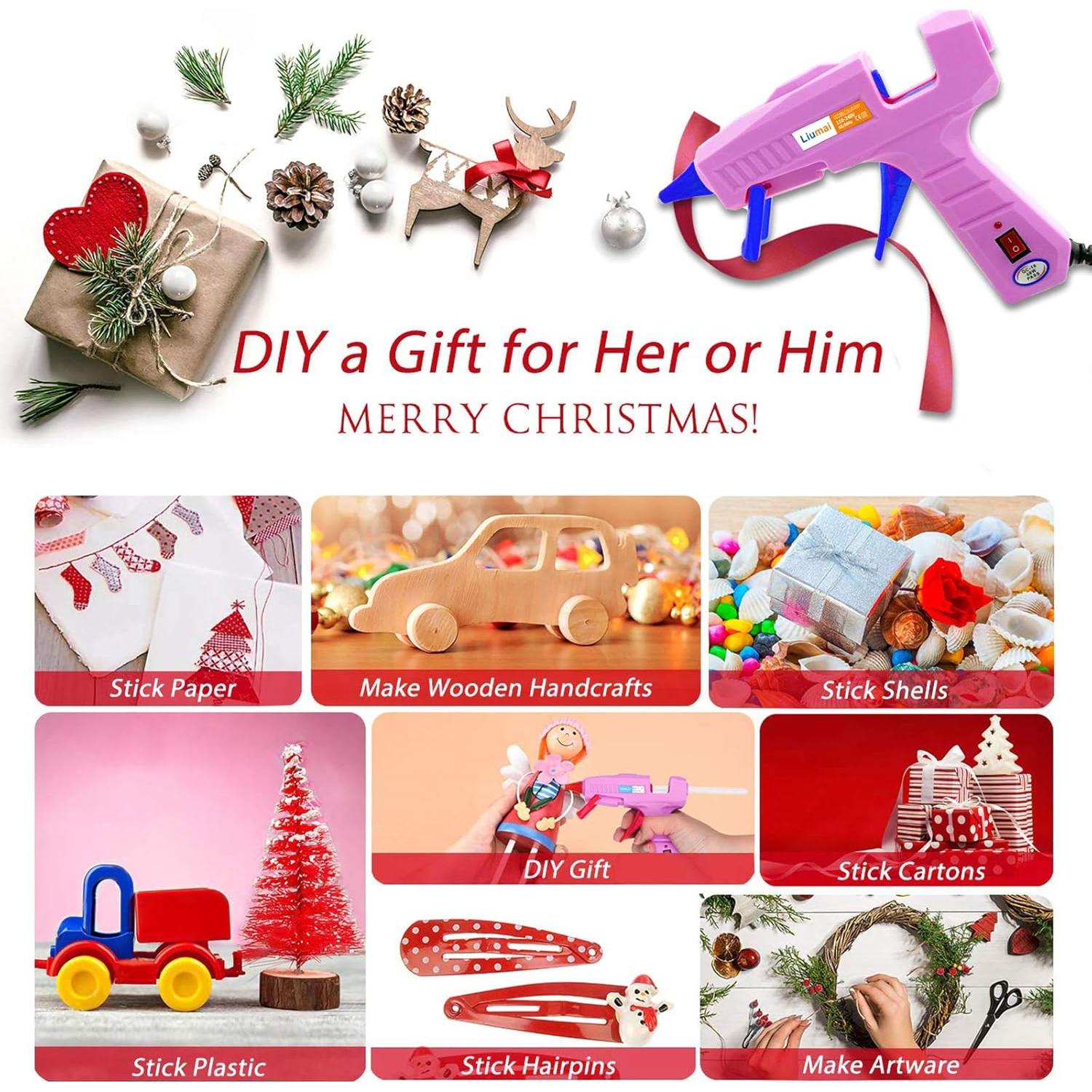 Pistola de Pegamento Caliente Liumai con 30 Barras - Rosa-Azul