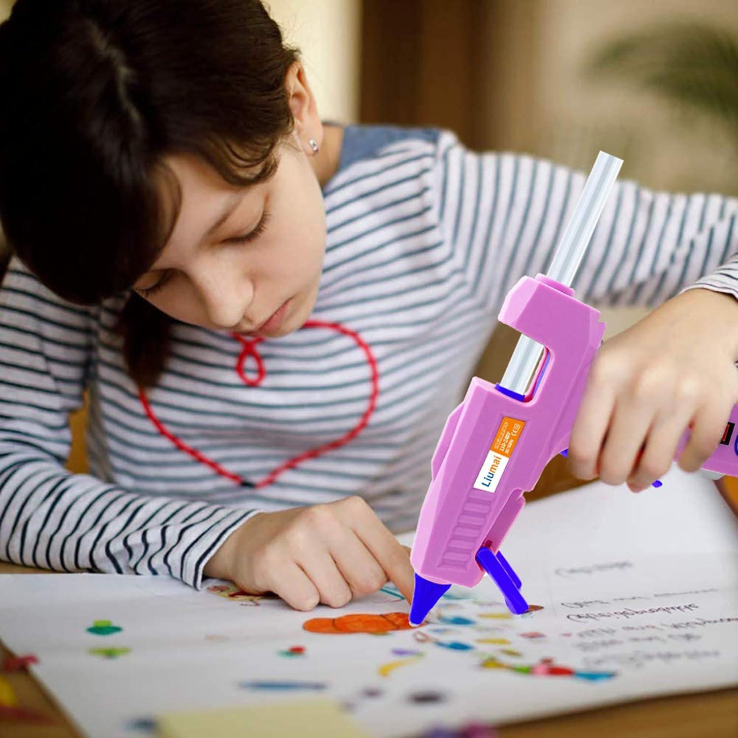 Pistola de Pegamento Caliente Liumai con 30 Barras - Rosa-Azul