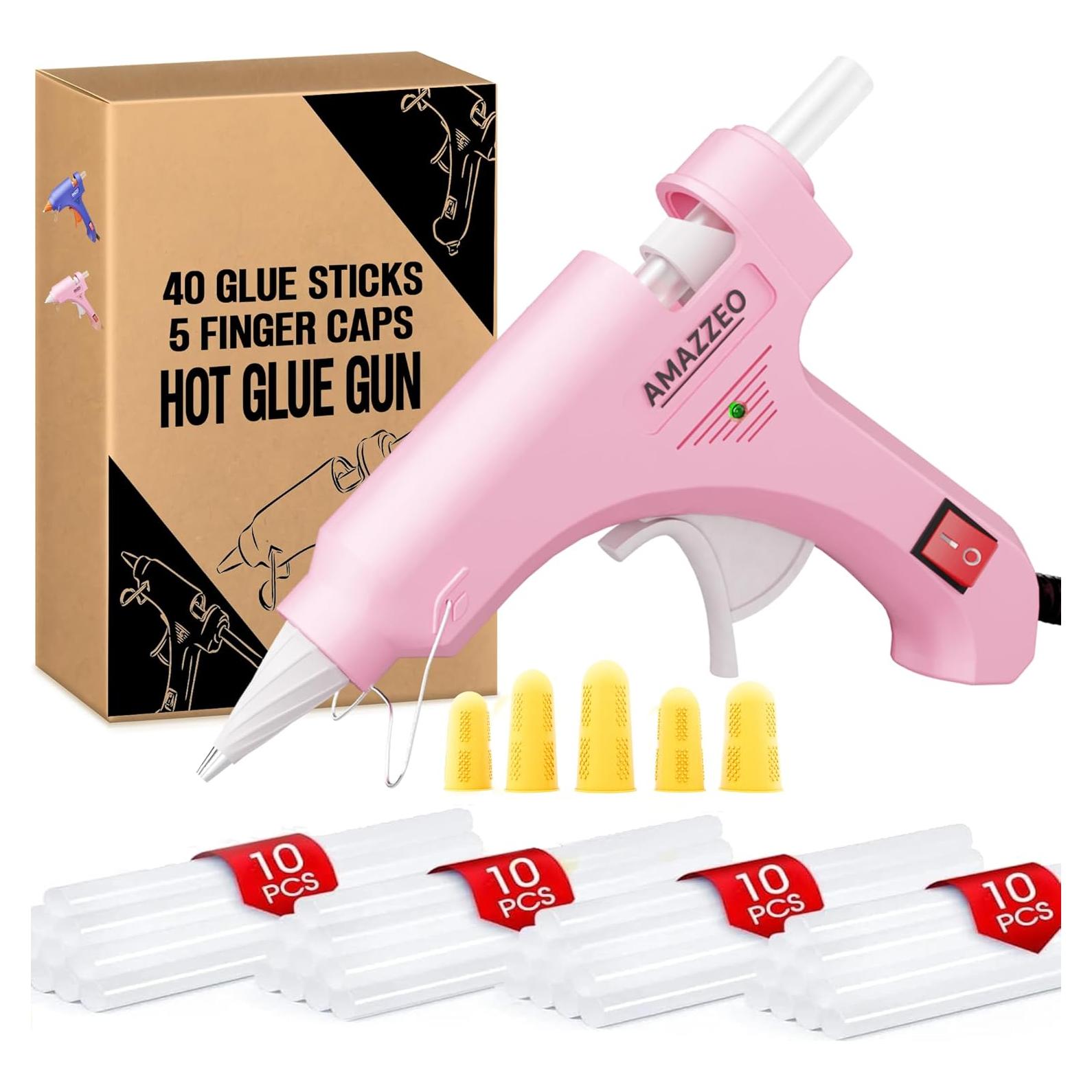 Pistola de Pegamento Caliente Amazzeo Mini 20W Rosa + 40 Barritas