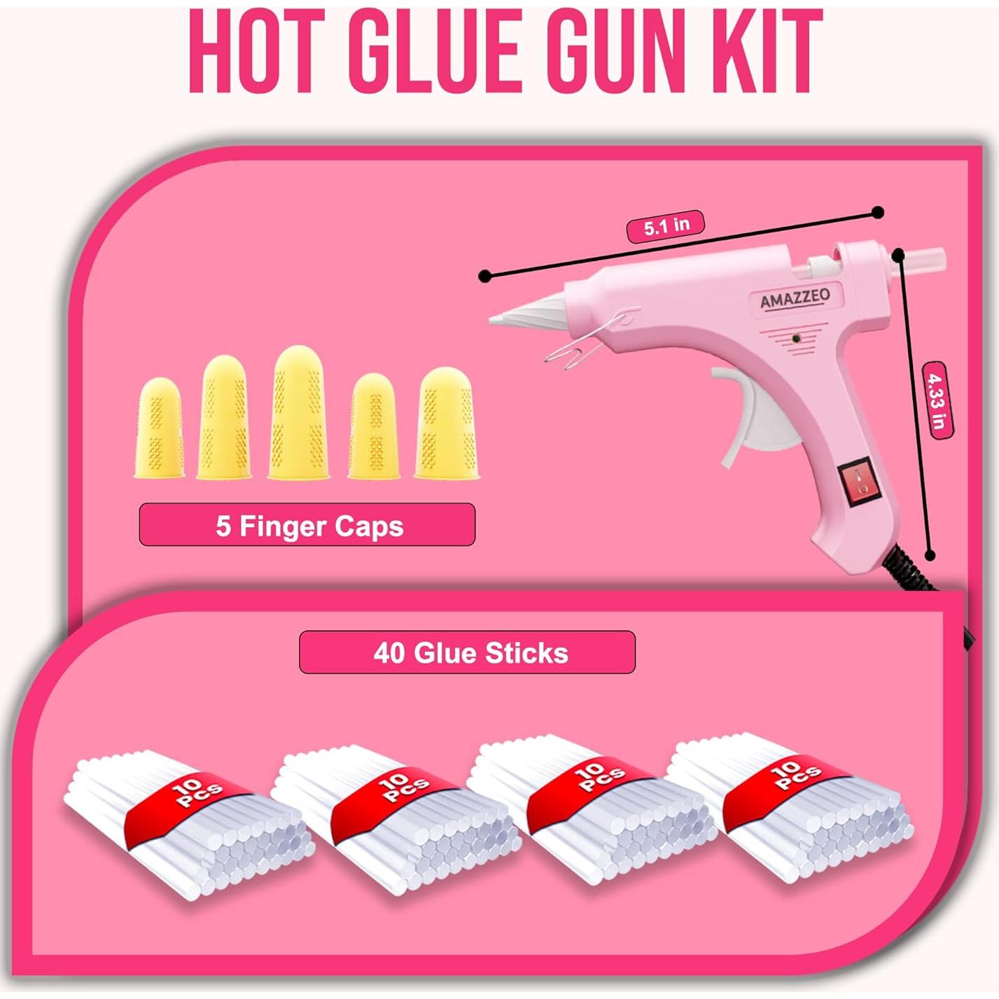 Pistola de Pegamento Caliente Amazzeo Mini 20W Rosa + 40 Barritas