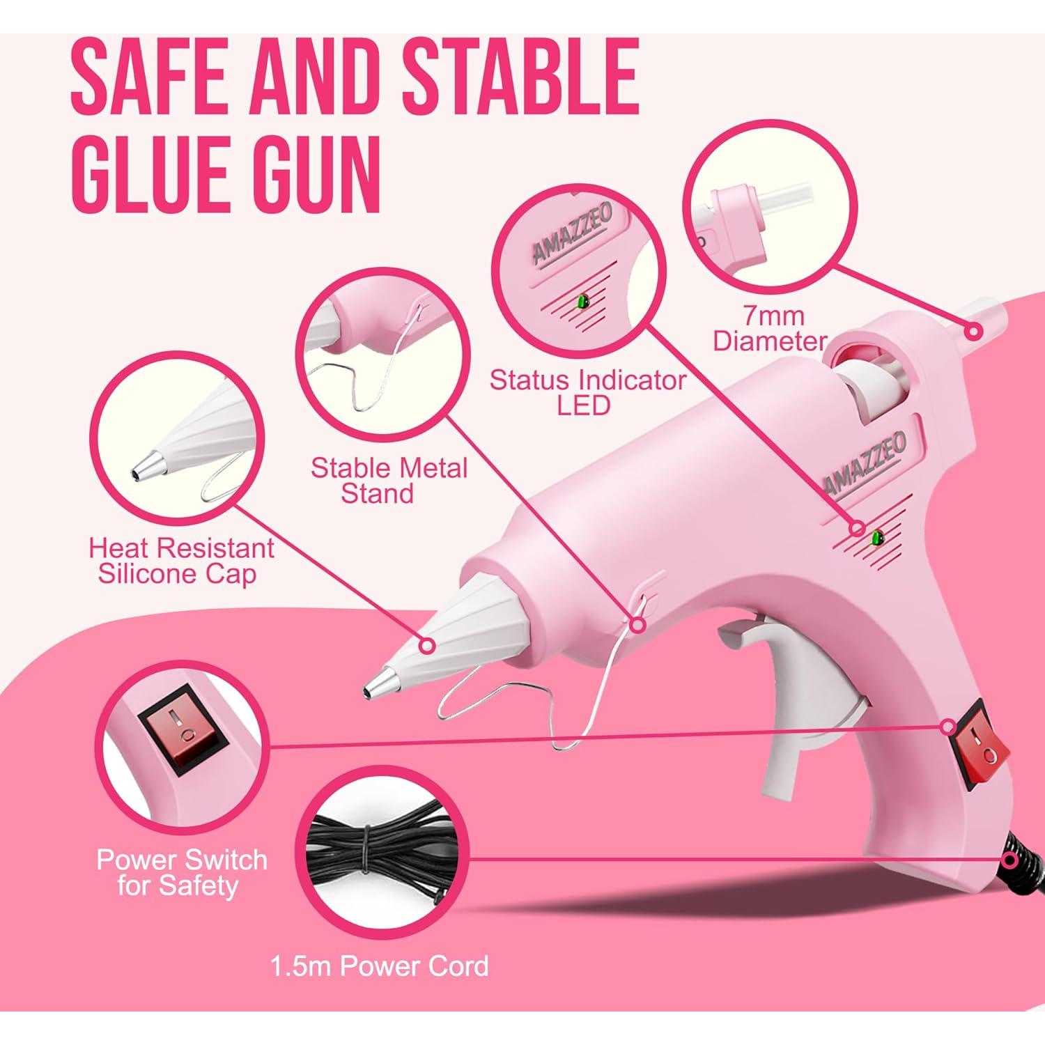 Pistola de Pegamento Caliente Amazzeo Mini 20W Rosa + 40 Barritas