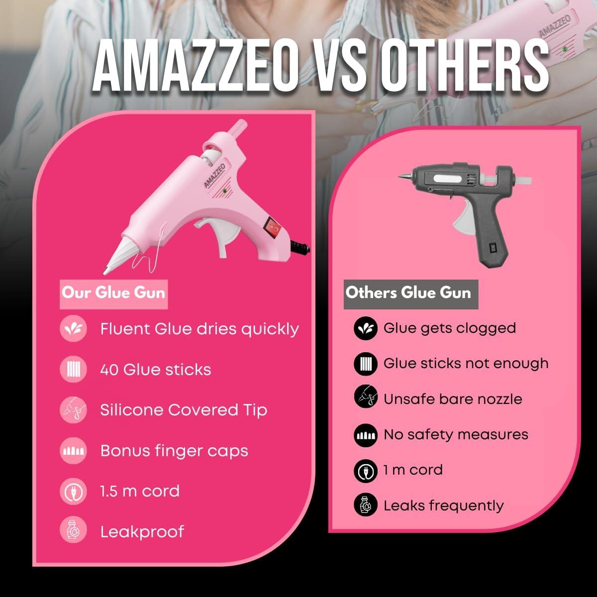 Pistola de Pegamento Caliente Amazzeo Mini 20W Rosa + 40 Barritas