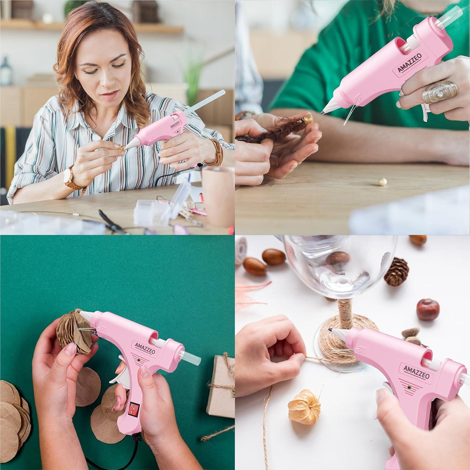 Pistola de Pegamento Caliente Amazzeo Mini 20W Rosa + 40 Barritas