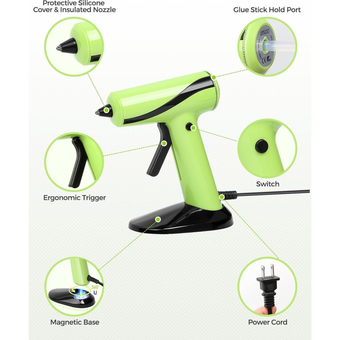 Pistola de Pegamento Caliente LIFEGOO con 30 Barras 0.68cm