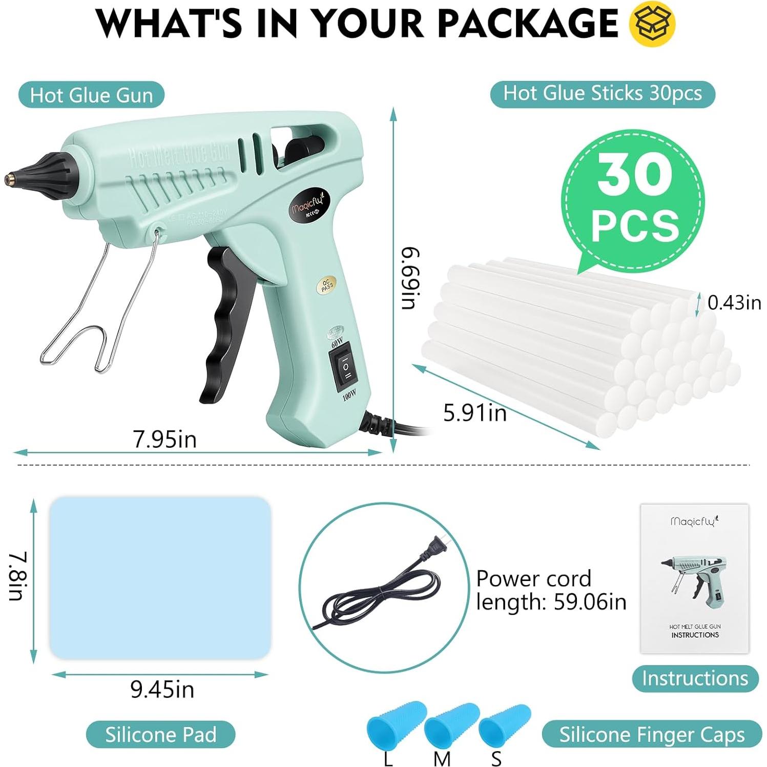 Pistola de Pegamento Caliente Magicfly 60/100W Verde con 30 Barras