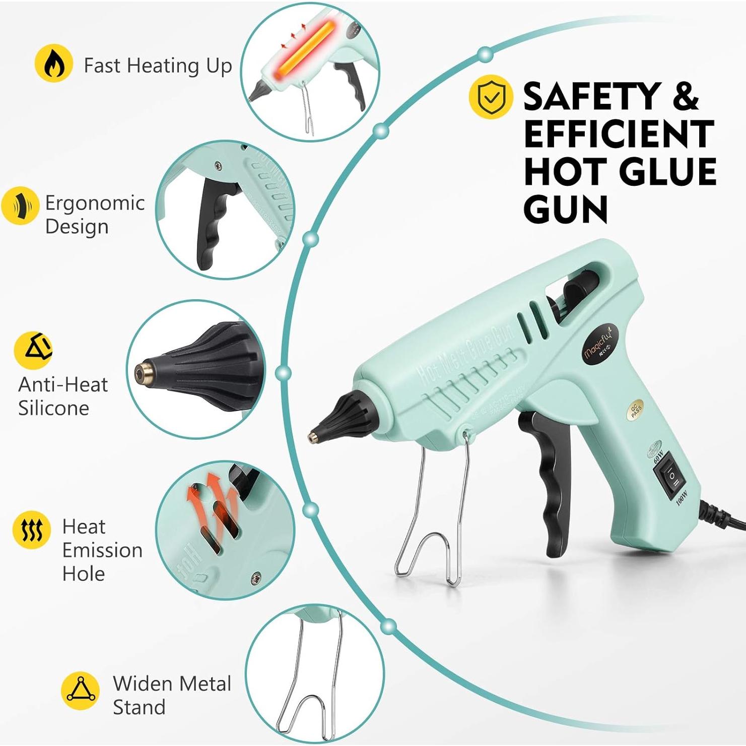 Pistola de Pegamento Caliente Magicfly 60/100W Verde con 30 Barras