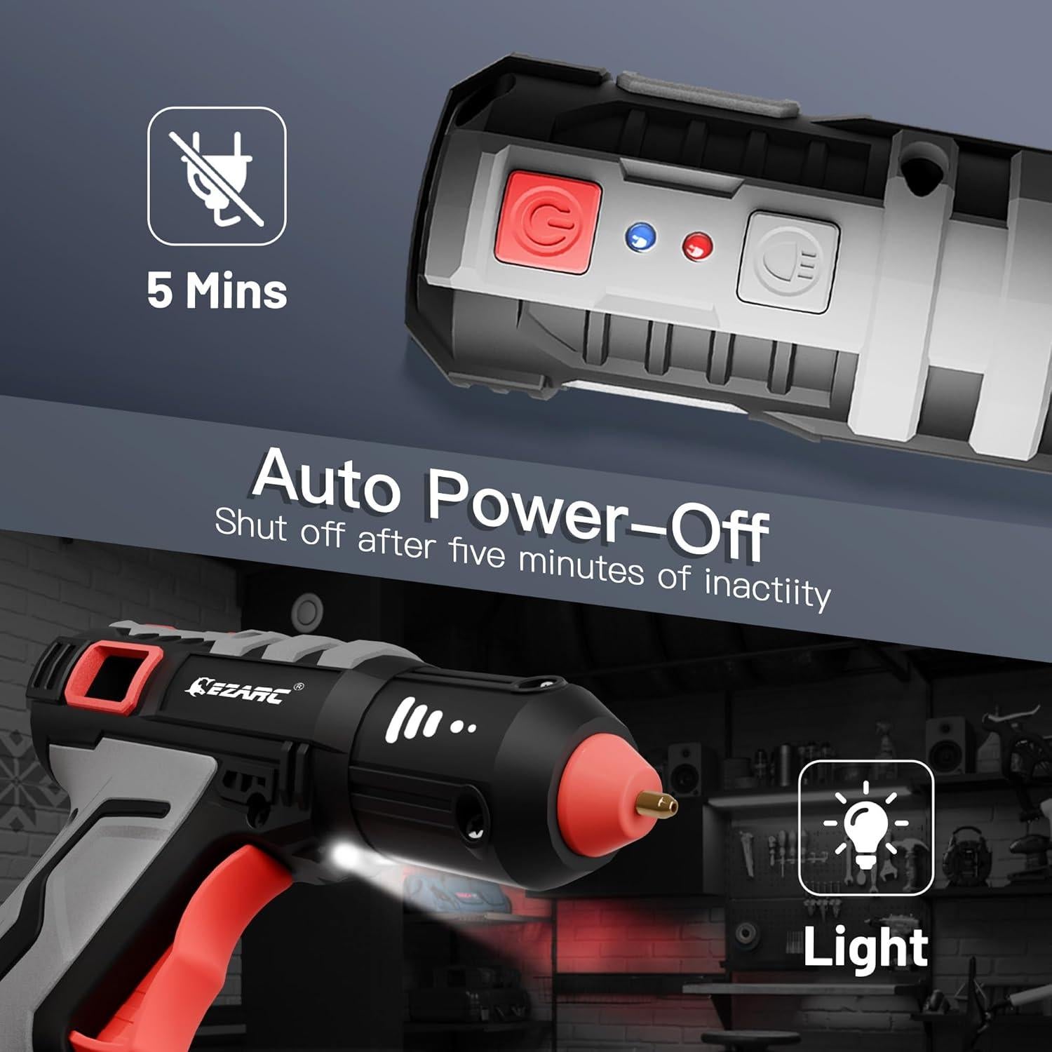 Pistola de Pegamento Caliente Inalámbrica EZARC 4V con 30 Barras