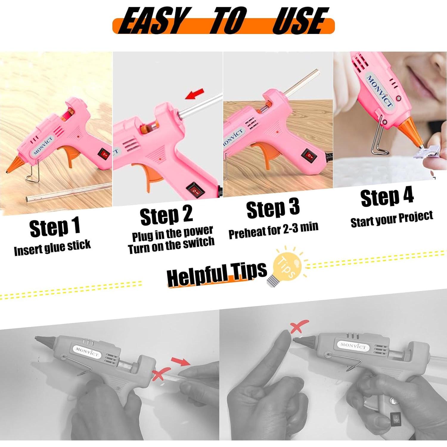 Pistola de Pegamento Caliente MONVICT Rosa 30W con Estuche