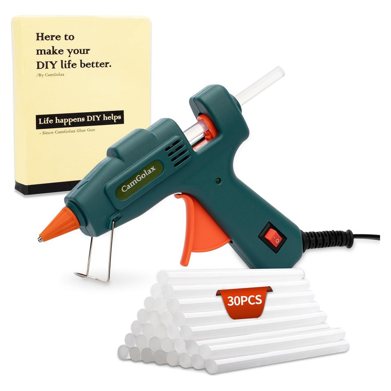 Pistola de Pegamento Caliente CamGolax 20W Verde para Manualidades