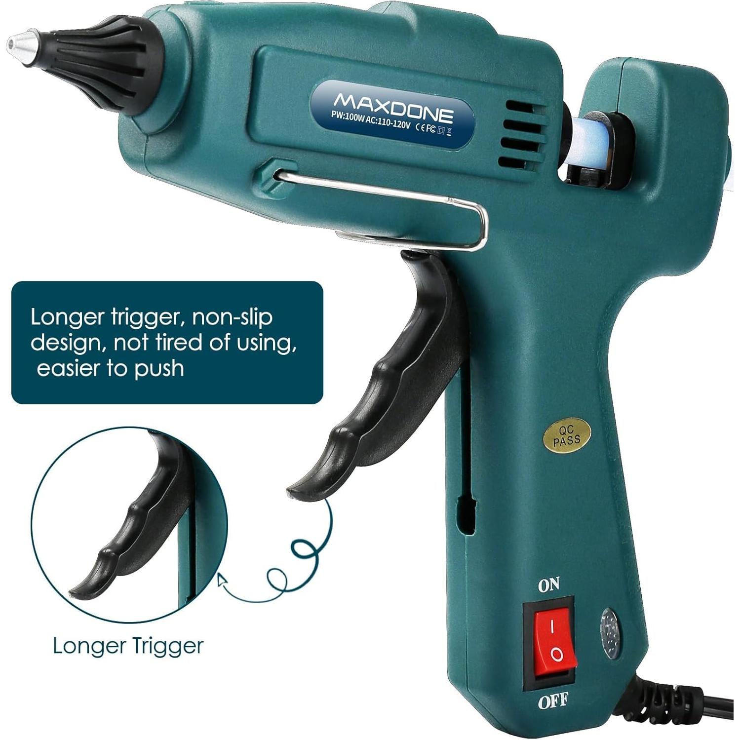 Pistola de Pegamento Caliente MAXDONE 100W Tamaño Completo Verde