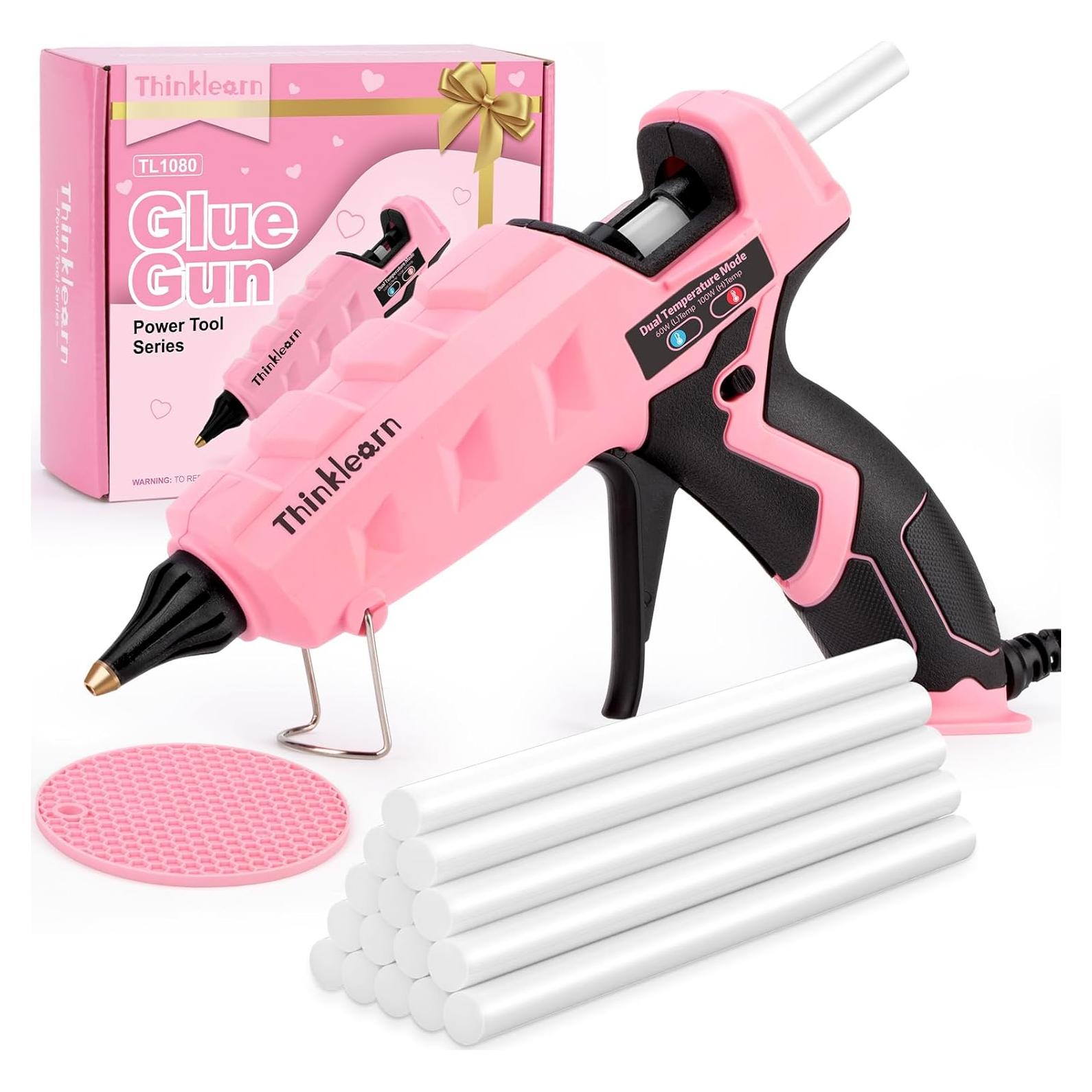Pistola de Pegamento Caliente ThinkLearn 60/100W Rosa con 15 Barras
