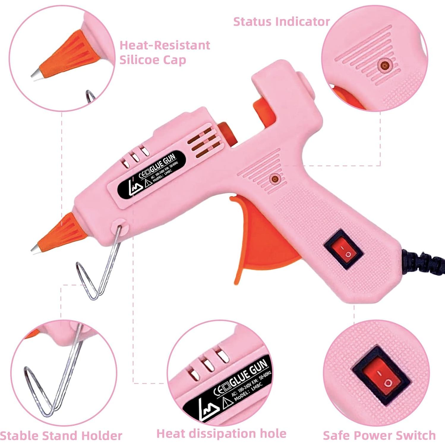 Pistola de Pegamento Caliente Liumai Rosa con 20 Barras 10.16 cm