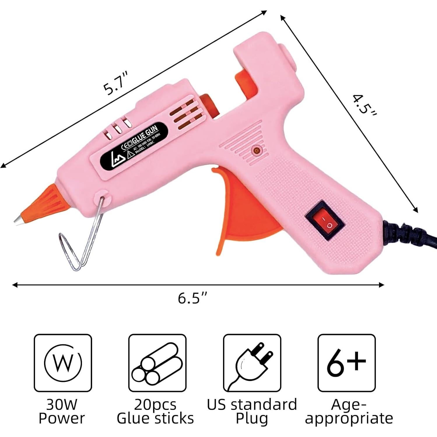 Pistola de Pegamento Caliente Liumai Rosa con 20 Barras 10.16 cm