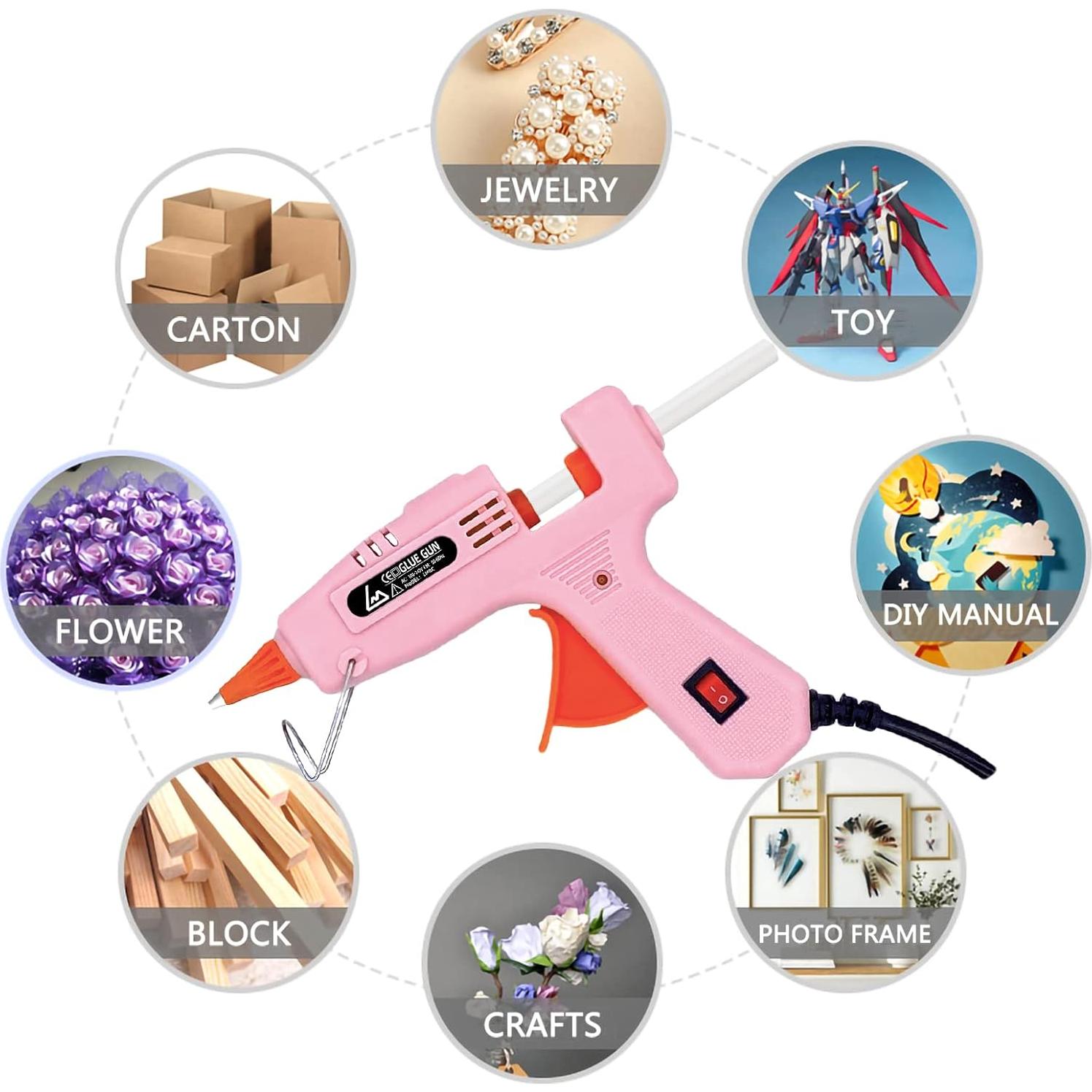 Pistola de Pegamento Caliente Liumai Rosa con 20 Barras 10.16 cm