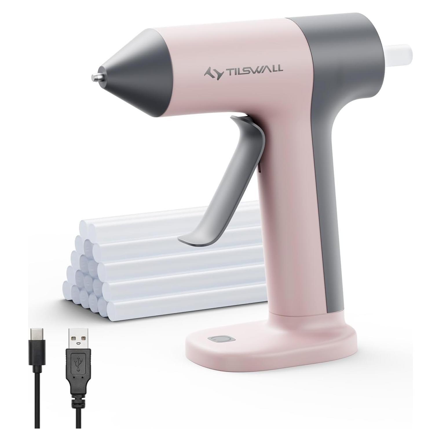 Pistola de Pegamento Caliente Inalámbrica Tilswall Rosa 15W