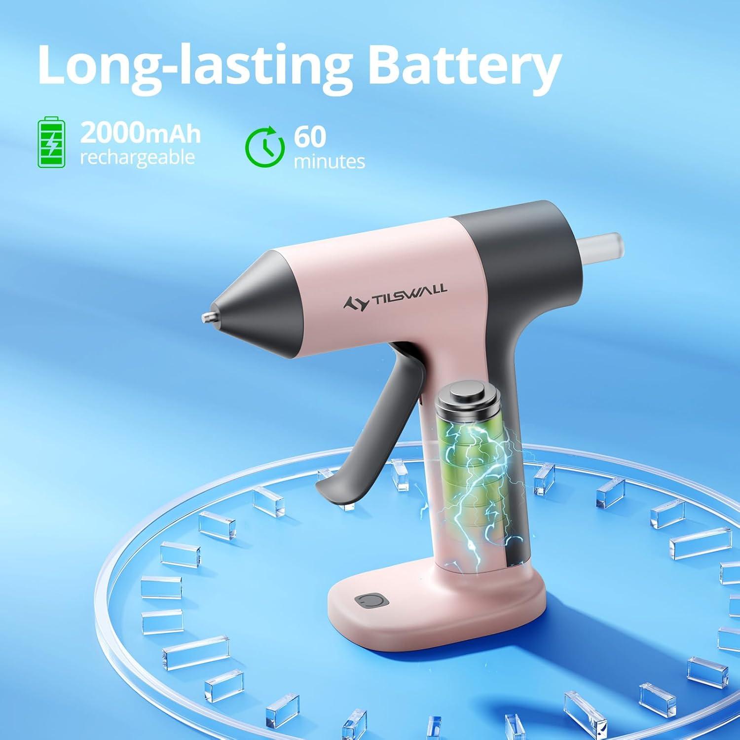 Pistola de Pegamento Caliente Inalámbrica Tilswall Rosa 15W