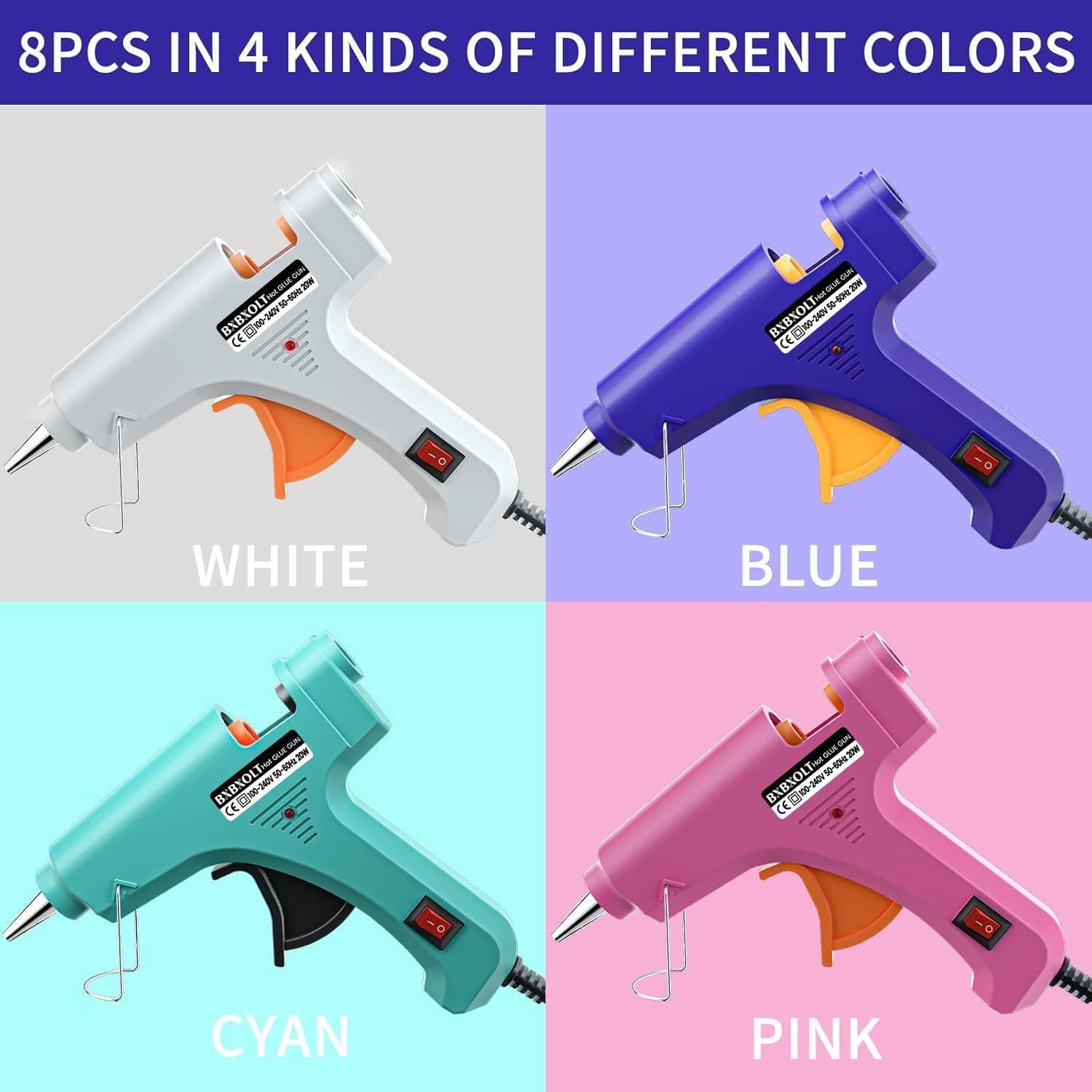 Juego de Mini Pistolas de Pegamento Caliente BXBXOLT 8 Piezas